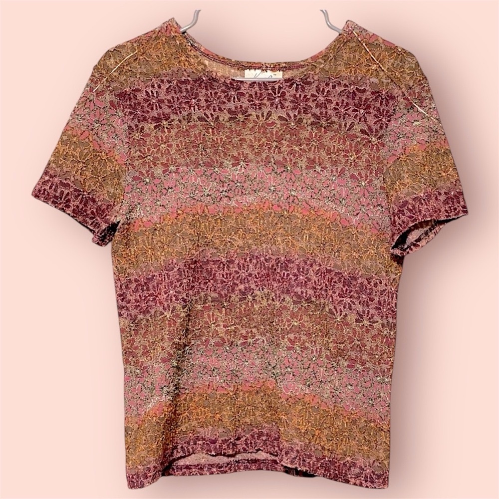 Vintage Kathie Lee Collection Ombré Lace Overlay Top